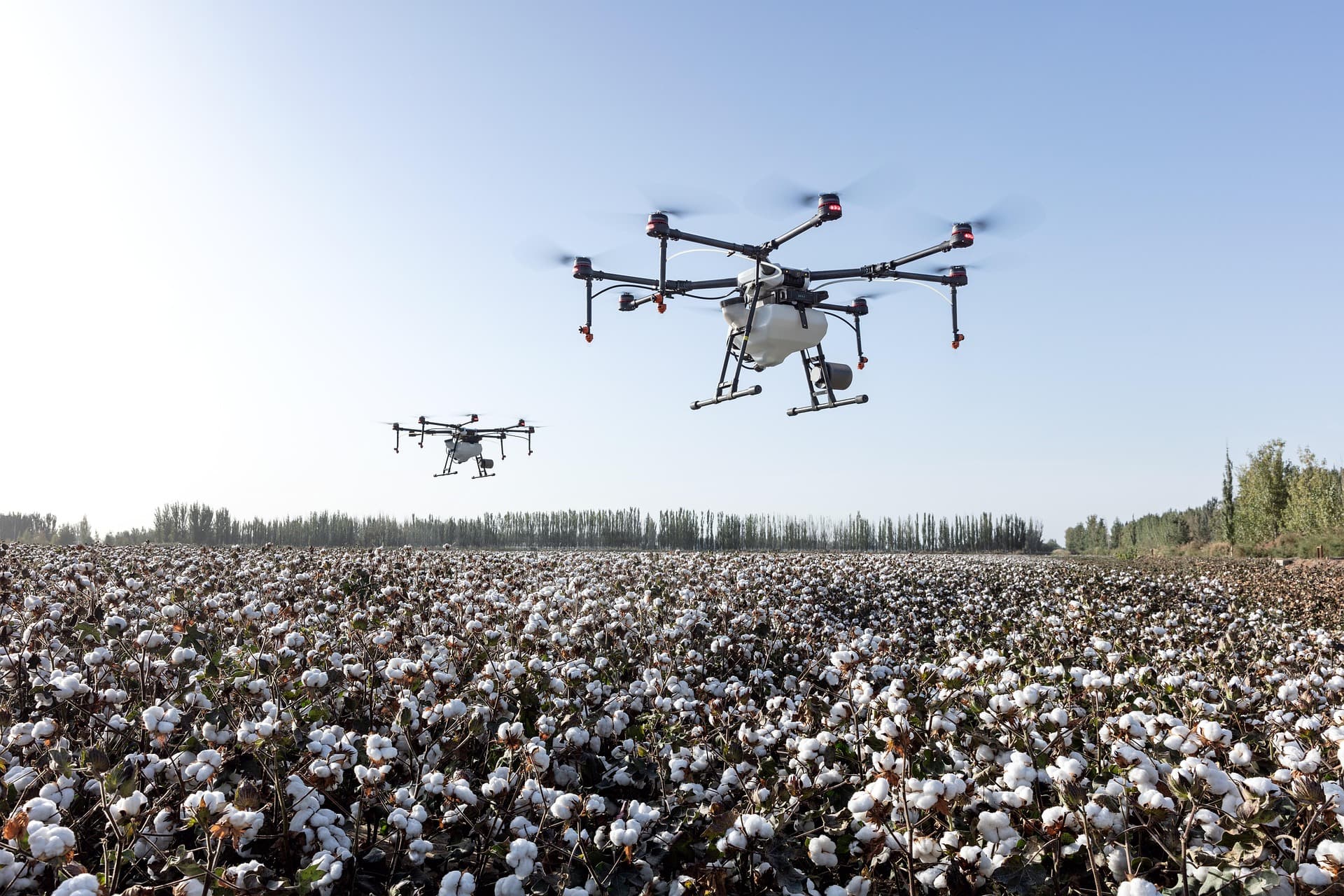 Agricultural drone in the field